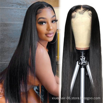 New Design Straight Hair 13*4 Lace Front Wig 100% Human Hair Wig Natural Black Color For Woman